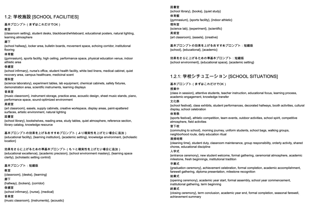 場所・イベント・シチュエーション系プロンプト辞典【NovelAIメイン】