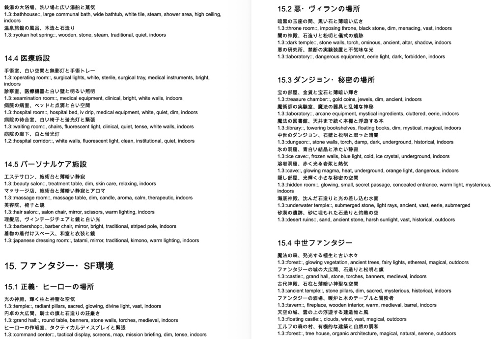 場所・イベント・シチュエーション系プロンプト辞典【NovelAIメイン】