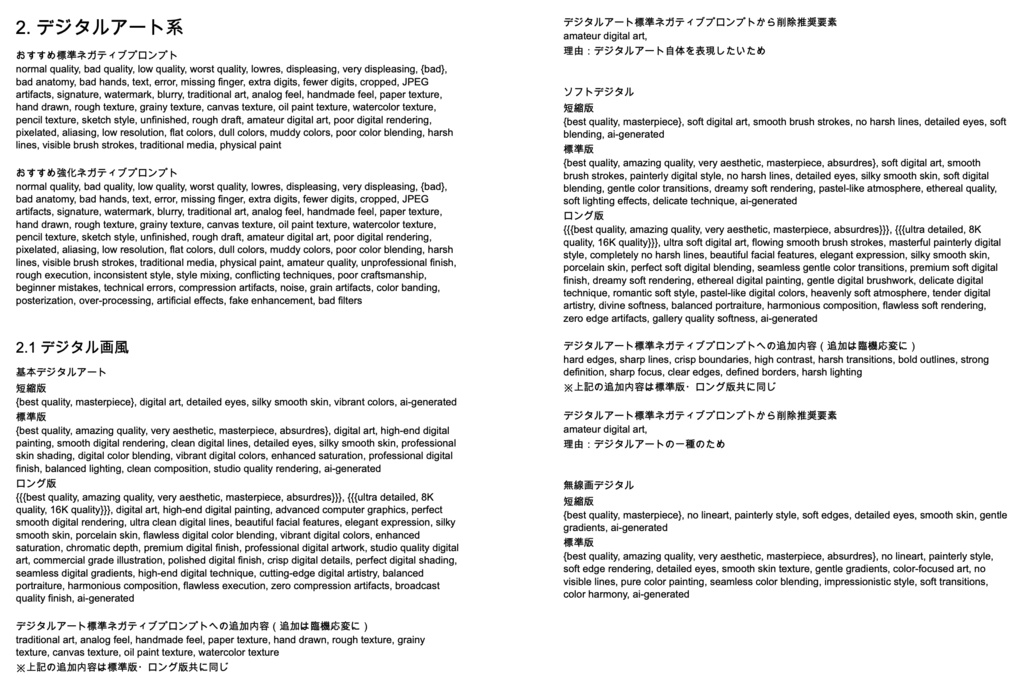 基礎画風・画質クオリティ安定系プロンプト辞典【NovelAIメイン】
