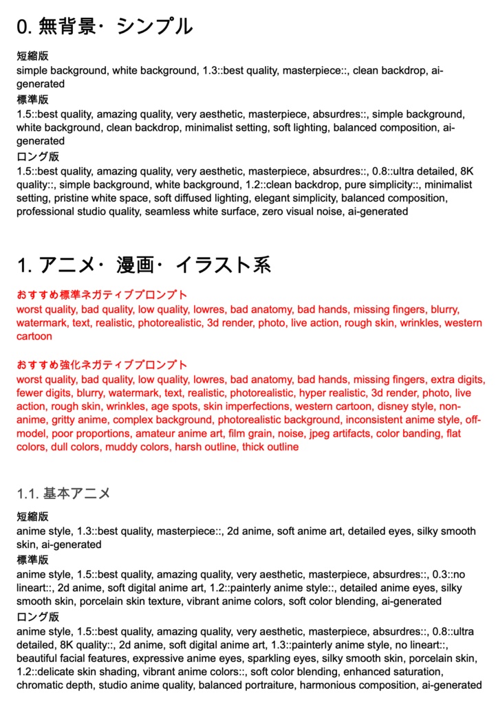 基礎画風・画質クオリティ安定系プロンプト辞典【NovelAIメイン】