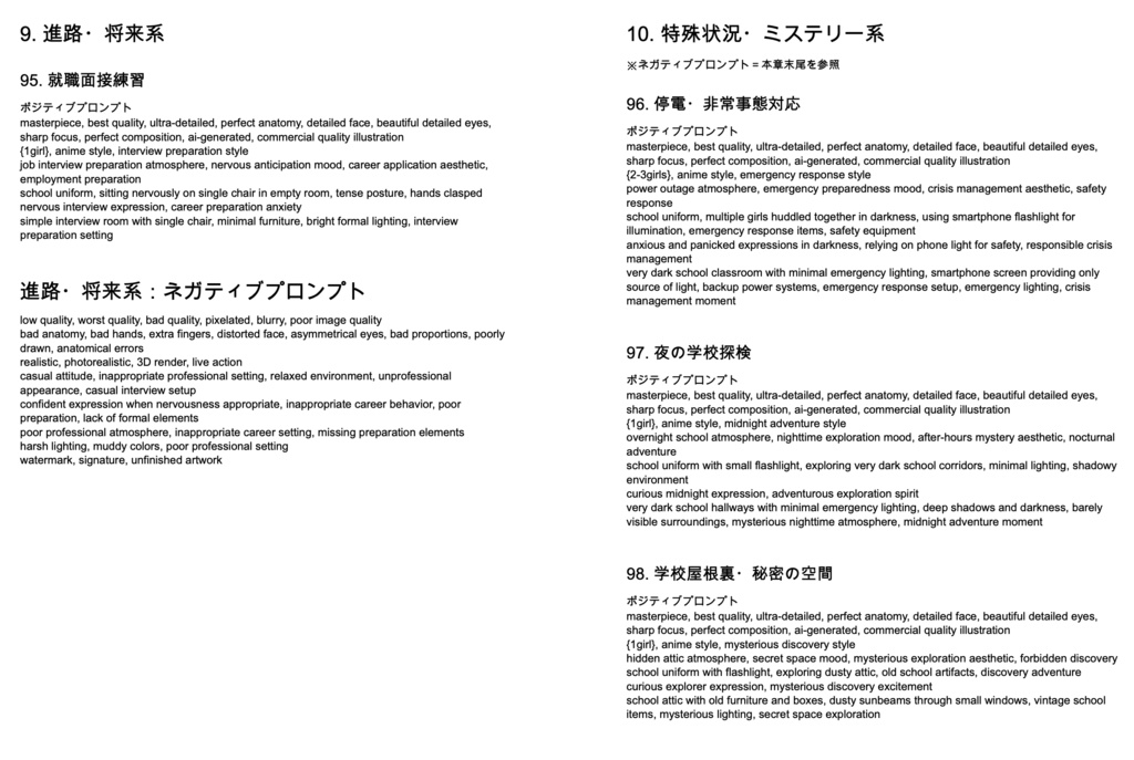 学園・制服・JK美少女系「複合プロンプト」100選【Novel AIメイン】