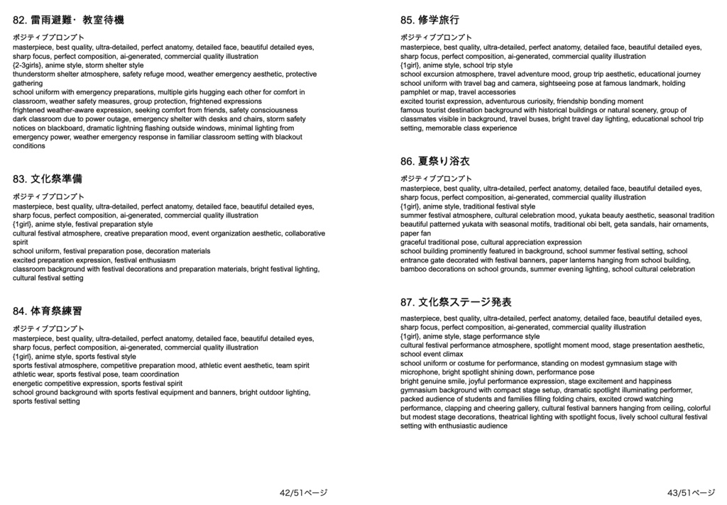 学園・制服・JK美少女系「複合プロンプト」100選【Novel AIメイン】