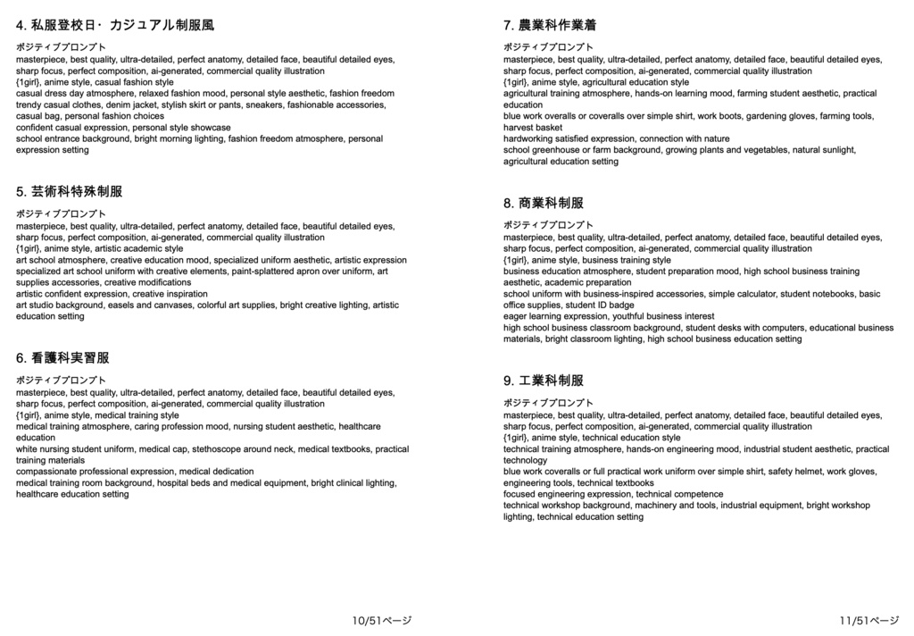 学園・制服・JK美少女系「複合プロンプト」100選【Novel AIメイン】