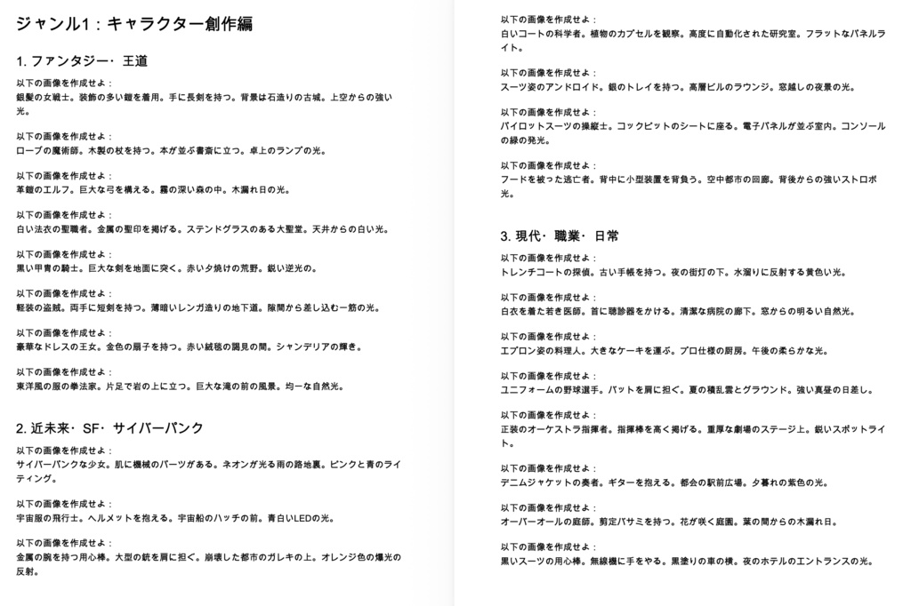 【言語生成AI用】一発画像生成プロンプト集