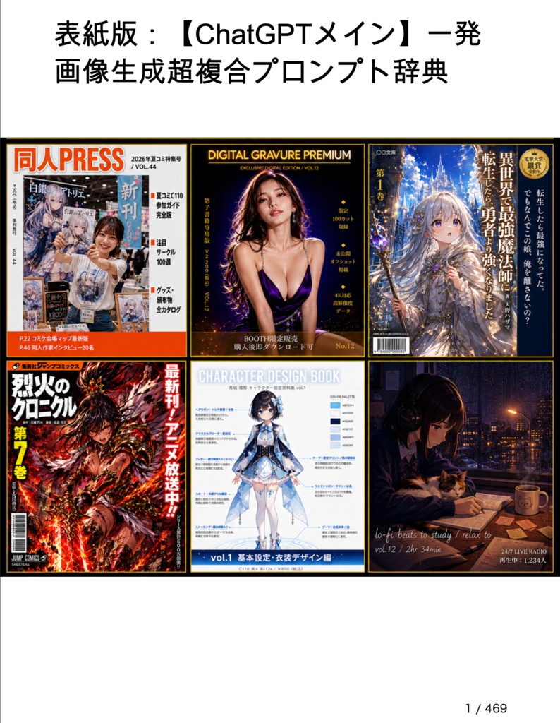 表紙版:【ChatGPTメイン】一発画像生成超複合プロンプト辞典