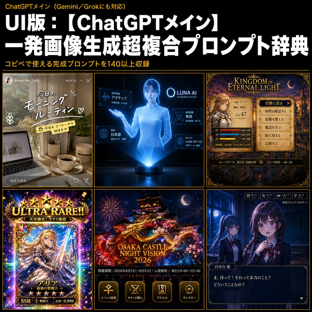 UI版：【ChatGPTメイン】一発画像生成超複合プロンプト辞典