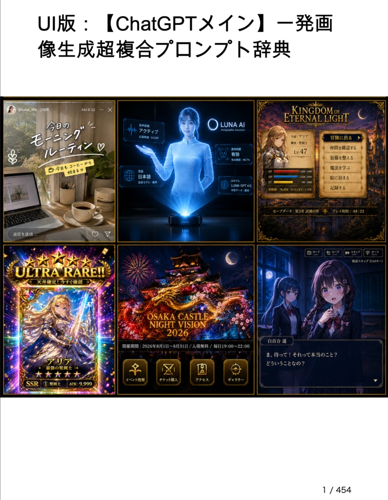 UI版:【ChatGPTメイン】一発画像生成超複合プロンプト辞典