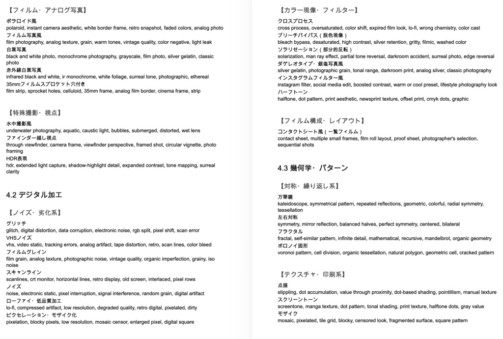 【ChatGPTメイン】画風・特殊表現・視覚表現・エフェクト系プロンプト辞典