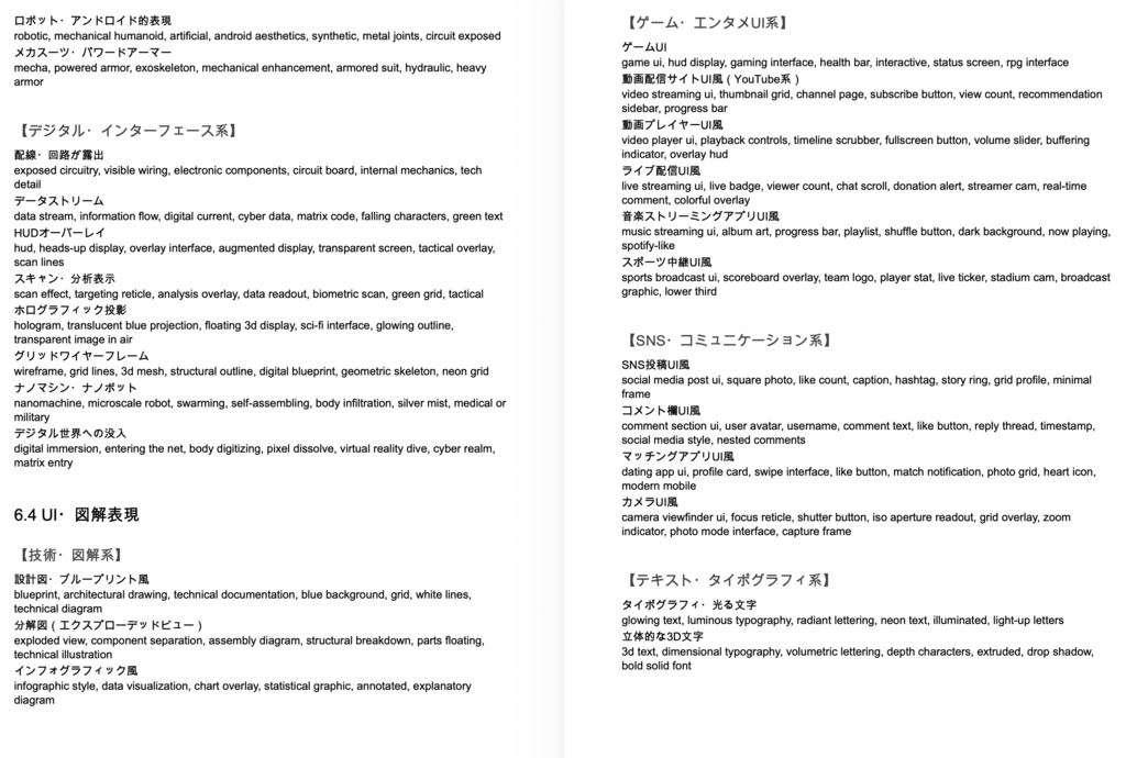 【ChatGPTメイン】画風・特殊表現・視覚表現・エフェクト系プロンプト辞典