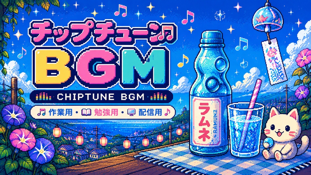 【個人配信者向け】雑談を邪魔しないポピポピ電子音BGM Vol.65「夏のラムネ」