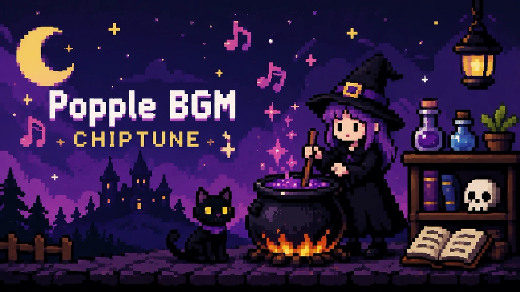 【個人配信者向け】雑談を邪魔しないポピポピ電子音BGM Vol.68「真夜中の魔女」著作権フリー魔女作業用商用利用フリー配信