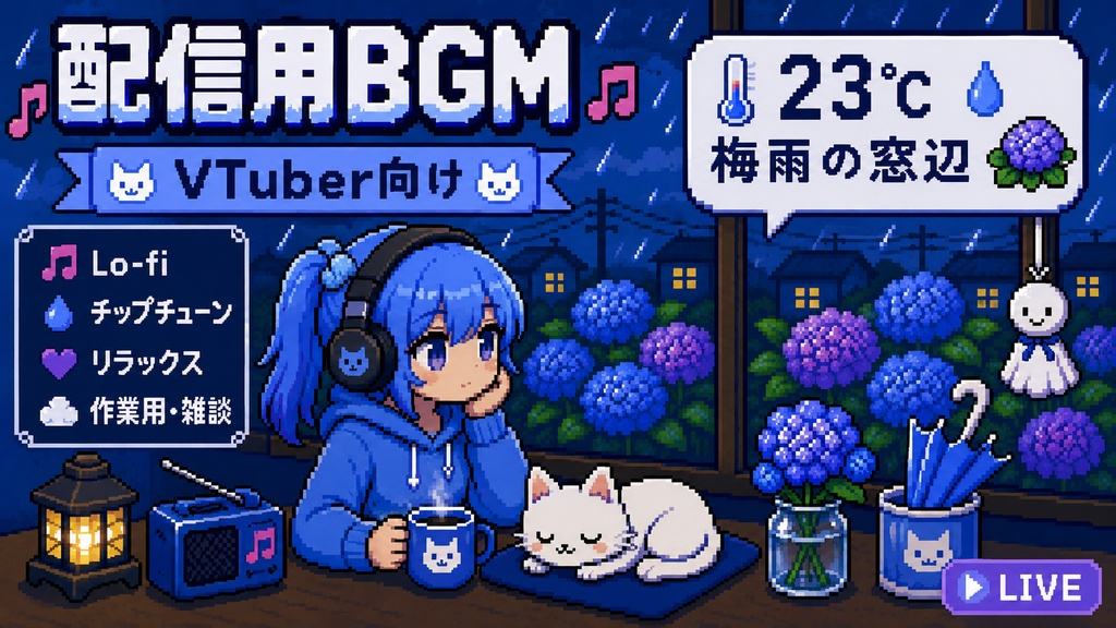 【個人配信者向け】雑談を邪魔しないポピポピ電子音BGM Vol.70「23℃の梅雨の窓辺」