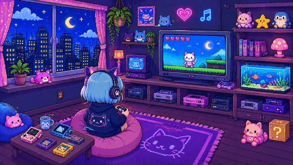 【個人配信者向け】雑談を邪魔しないポピポピ電子音BGM Vol.75「ネコゲーム」