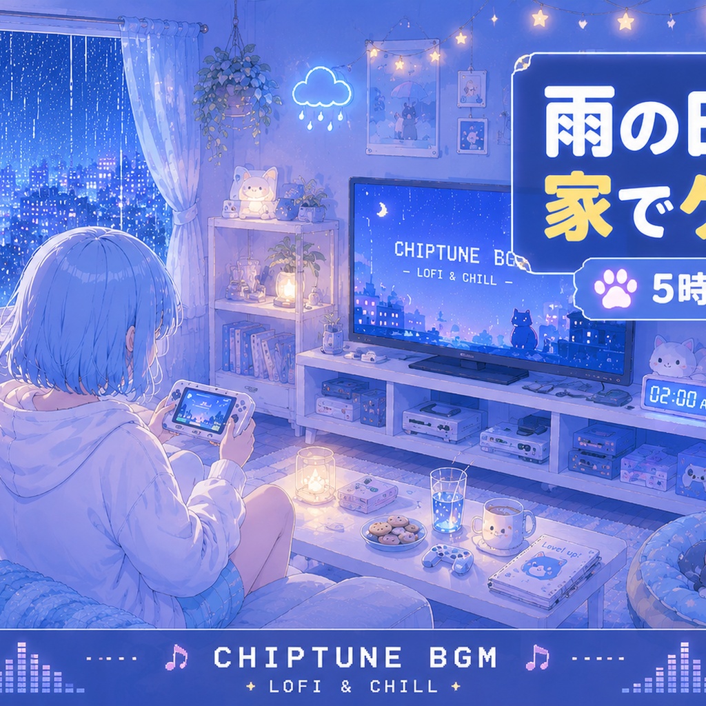 【個人配信者向け】雑談を邪魔しないポピポピ電子音BGM Vol.76「雨の日は家でゲーム」