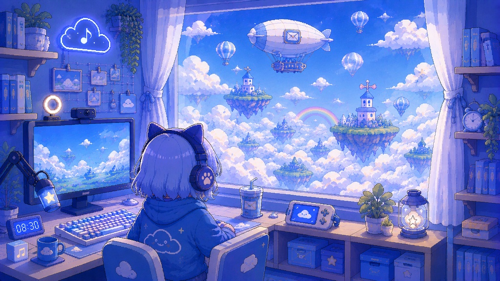 【個人配信者向け】雑談を邪魔しないポピポピ電子音BGM Vol.84「雲の上の配信部屋」
