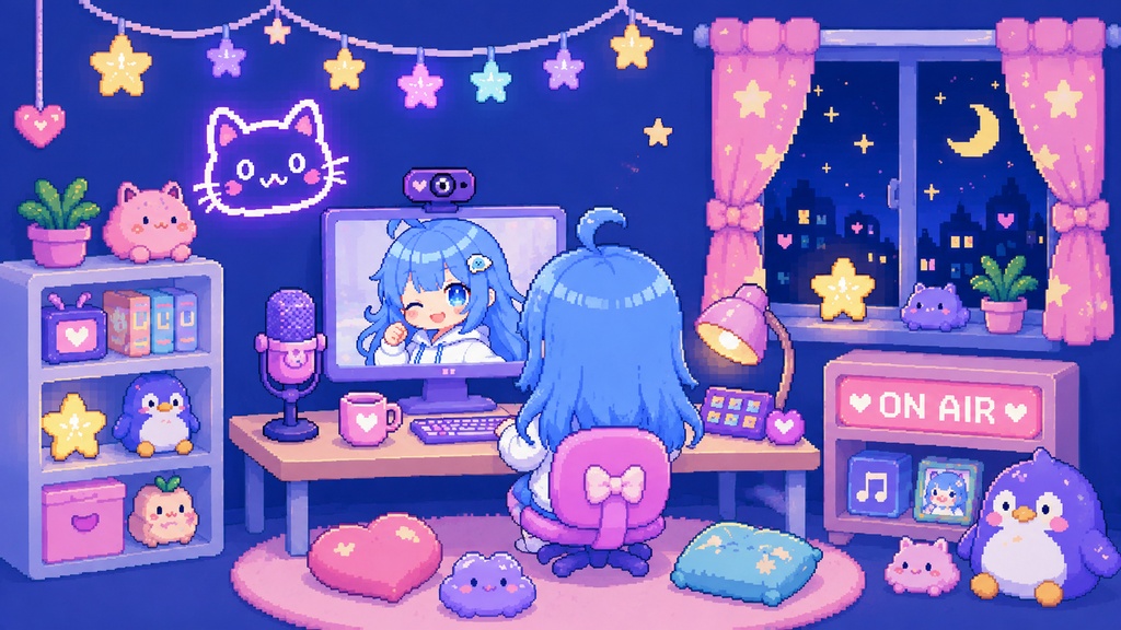 【個人配信者向け】雑談を邪魔しないポピポピ電子音BGM Vol.104「真夜中の配信部屋」
