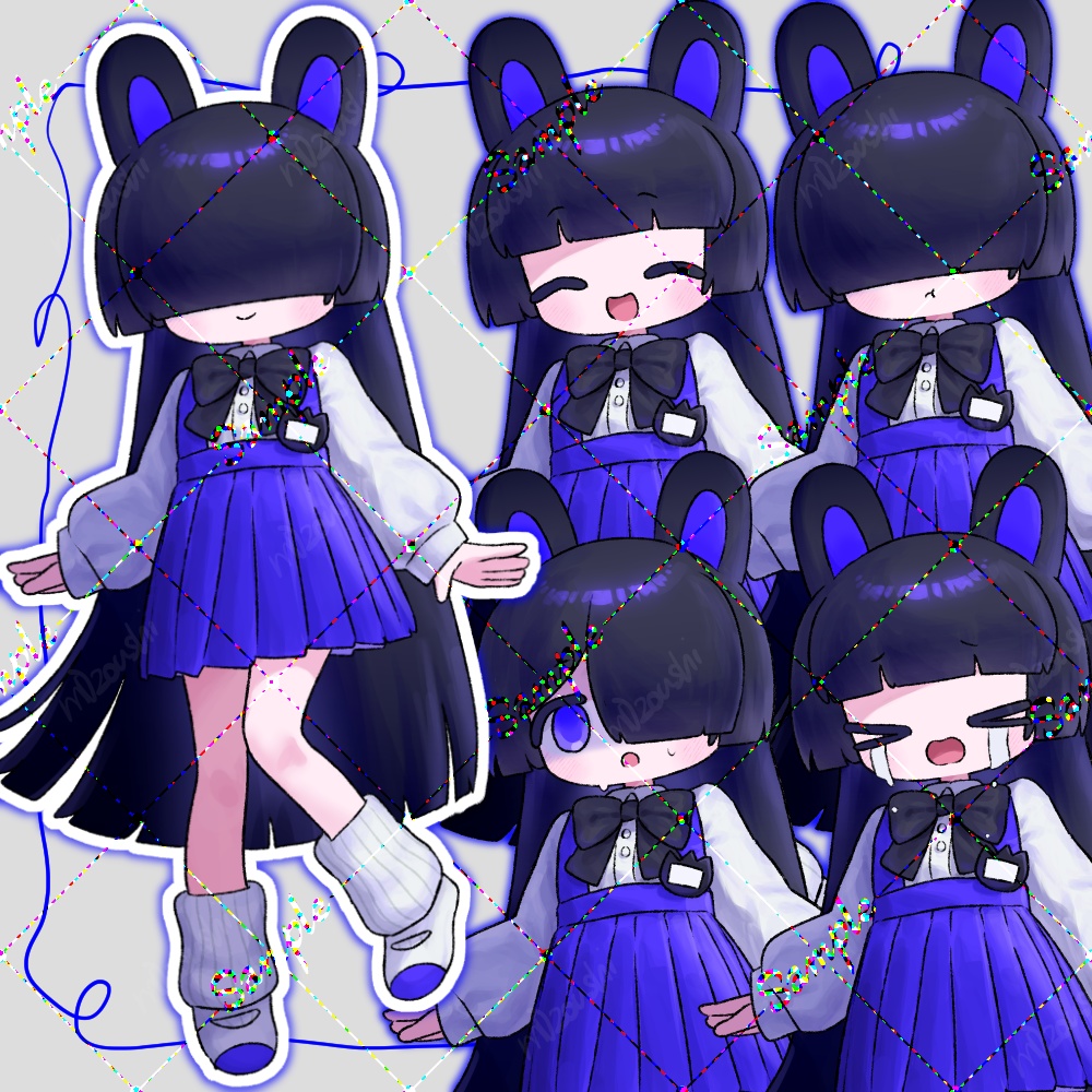 うさぎの女の子立ち絵【前髪3種/表情差分9種】