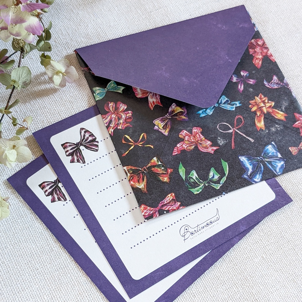 封筒・便せん《リボン(黒)》