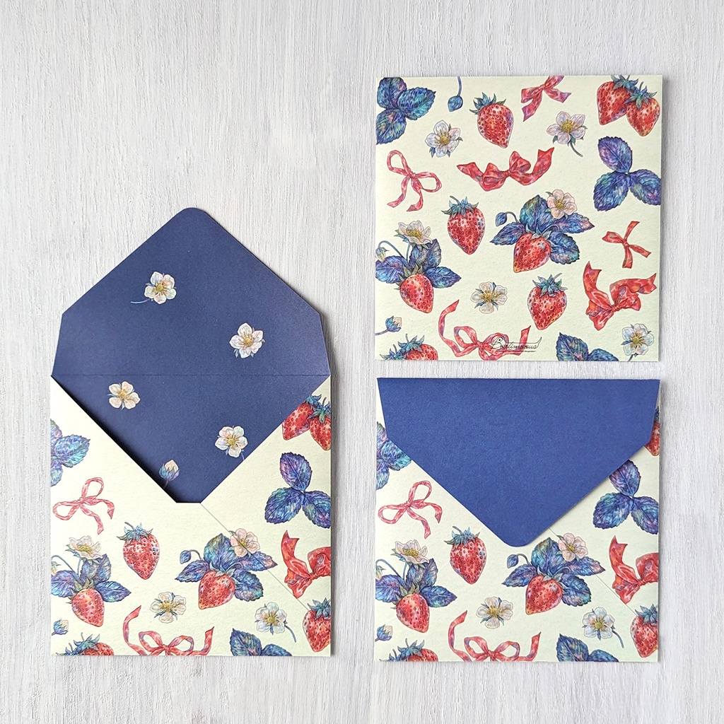 封筒/便せん《Ribbon & Strawberry》