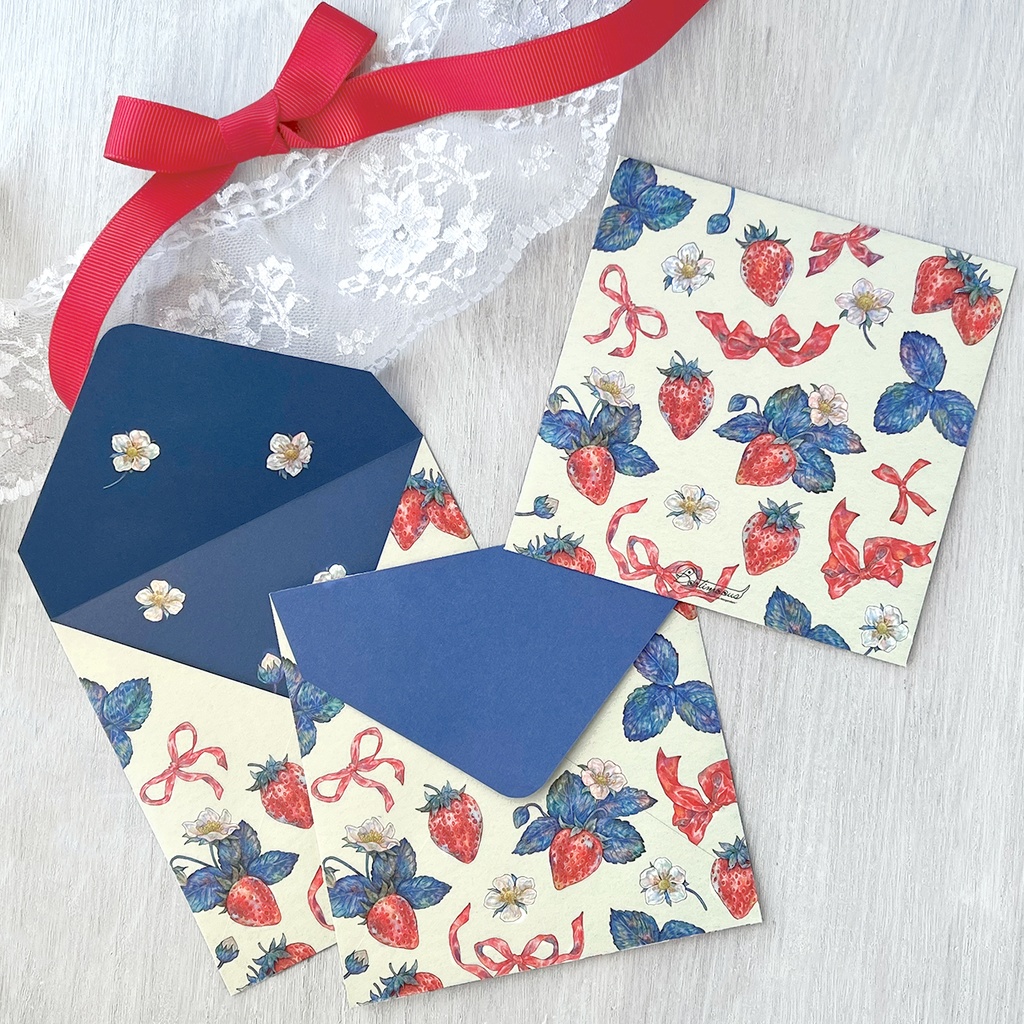 封筒/便せん《Ribbon & Strawberry》
