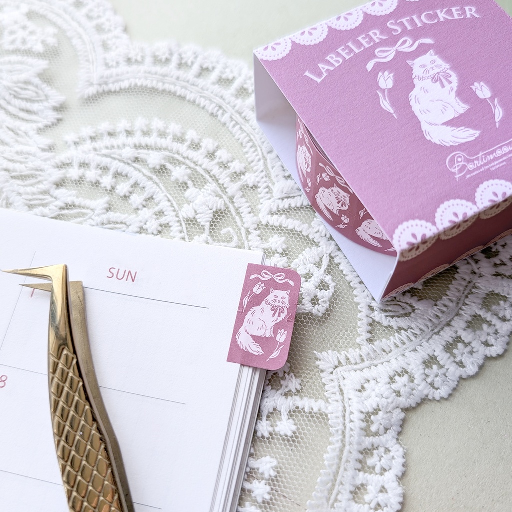 ラベラーシール《猫とチューリップ》