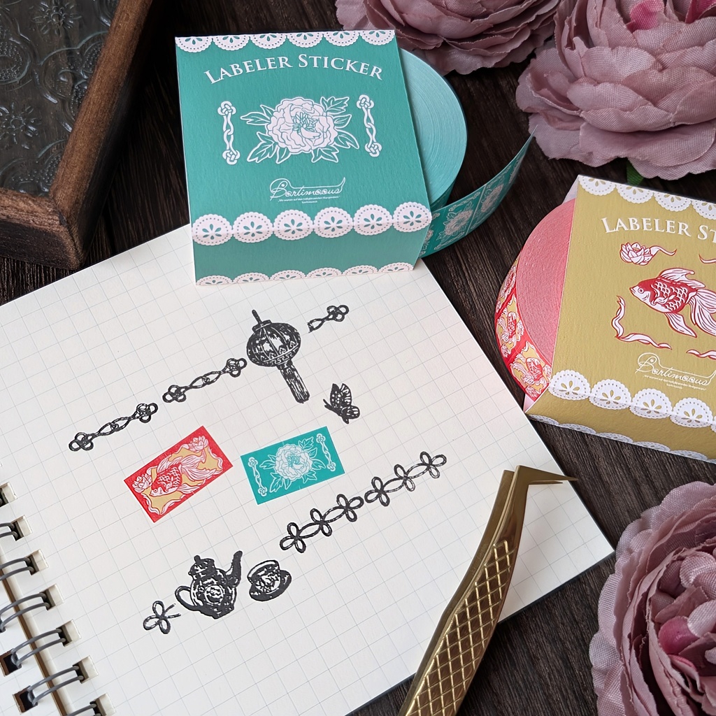 ラベラーシール《金魚》《牡丹》