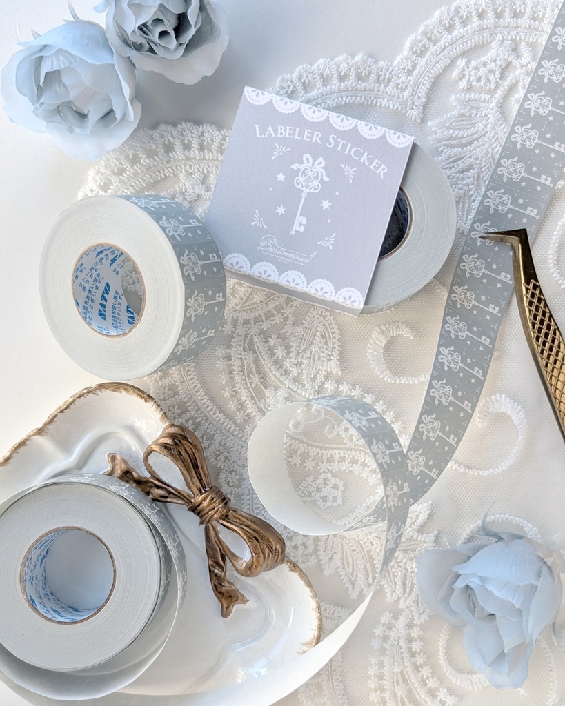 【新作】ラベラーシール《リボン(ベージュ)》《鍵》《うさぎ(紫)》