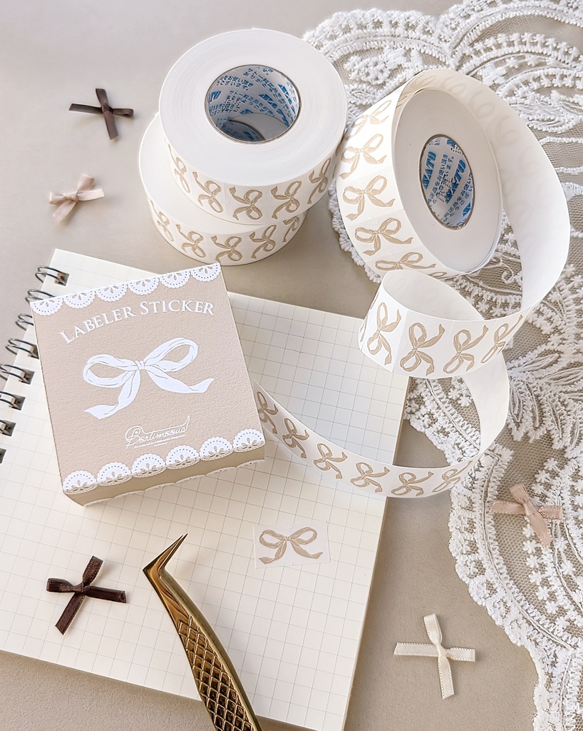 【新作】ラベラーシール《リボン(ベージュ)》《鍵》《うさぎ(紫)》