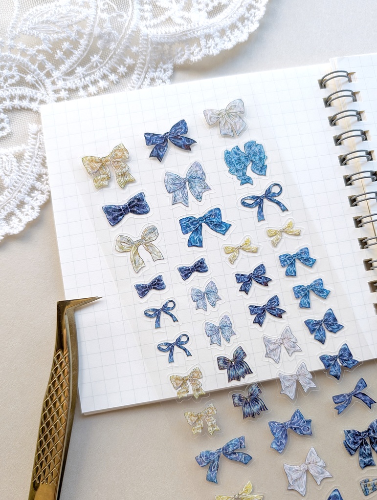 手帳デコPETシール《リボン(青)》