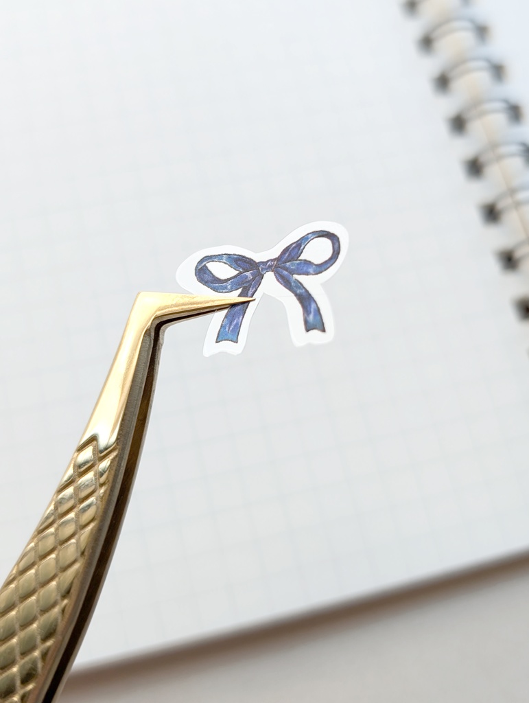 手帳デコPETシール《リボン(青)》