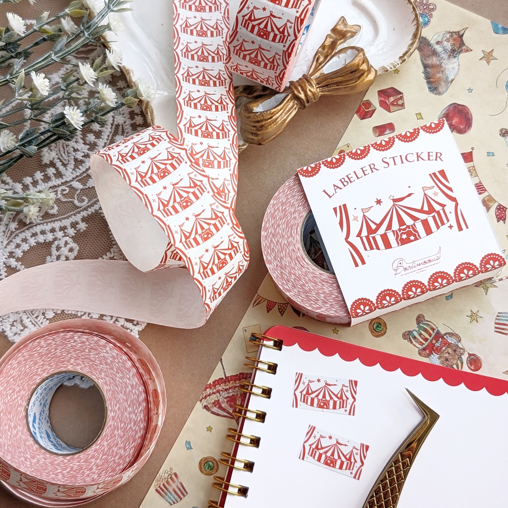 【新作】ラベラーシール《サーカステント》《木馬》《クラウンベア》