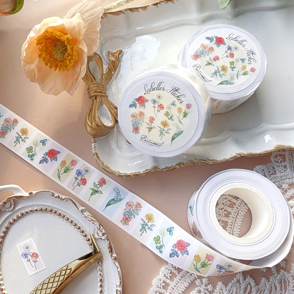 【新作】フルカラーラベラーシール 《Sweets》《Flower》《Ribbon(Red)》《Ribbon(Blue)》
