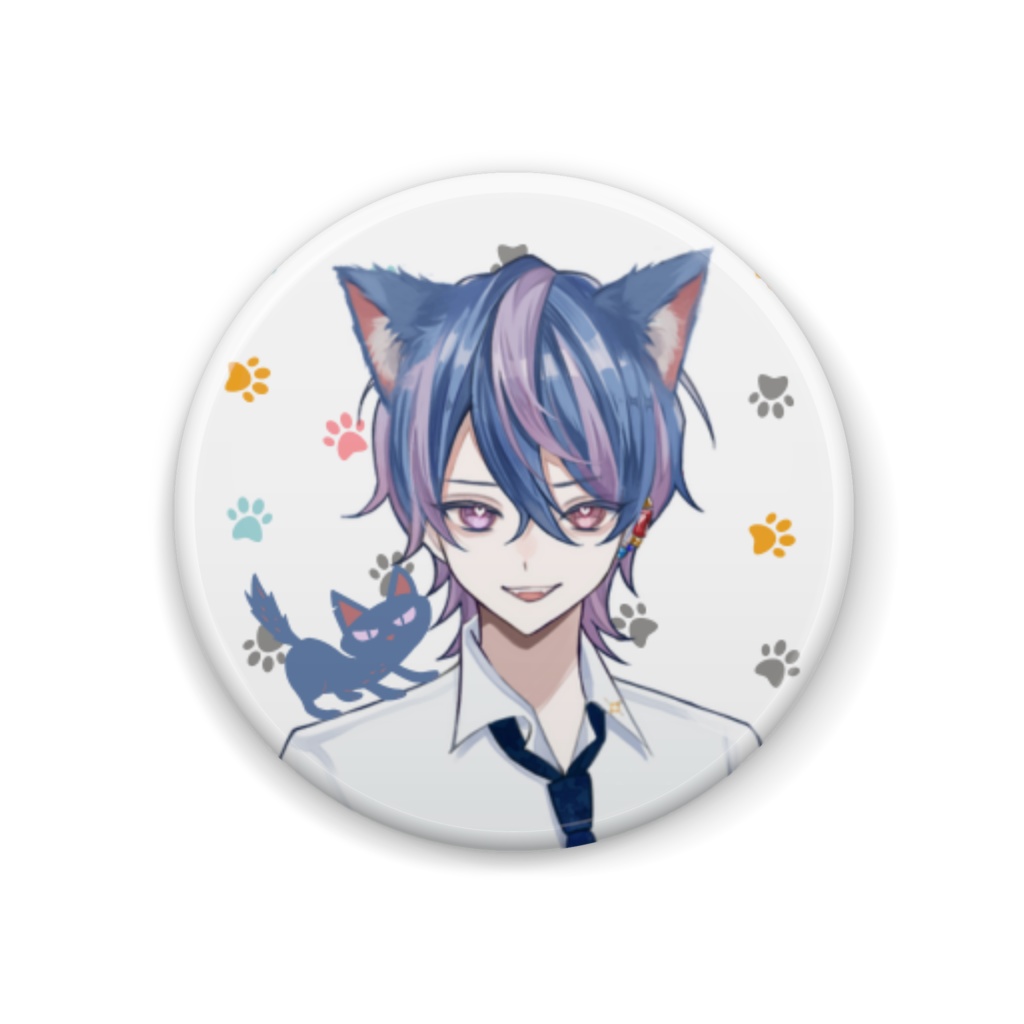 【Vsinger】カペラリゲル 猫耳ハート瞳 缶バッチ