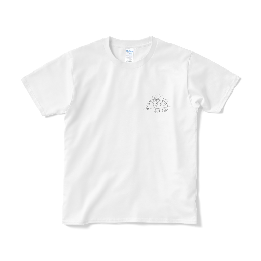 影ノサキが30秒で描いたハリネズミのTシャツ ワンポイントver