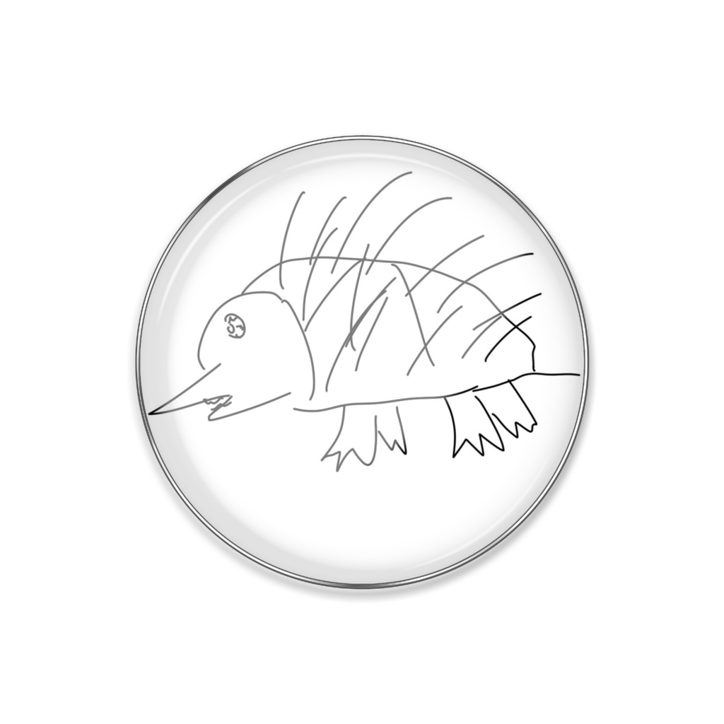 影ノサキが30秒で描いたハリネズミのピンバッチ