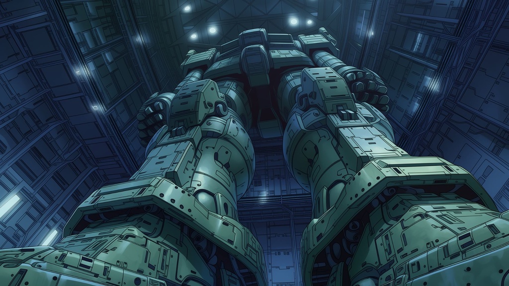 【第1弾:最前線・機動兵器格納庫】近未来・戦術指令基地TRPG背景パック(画像30枚+共通BGM6曲+プロンプト付)