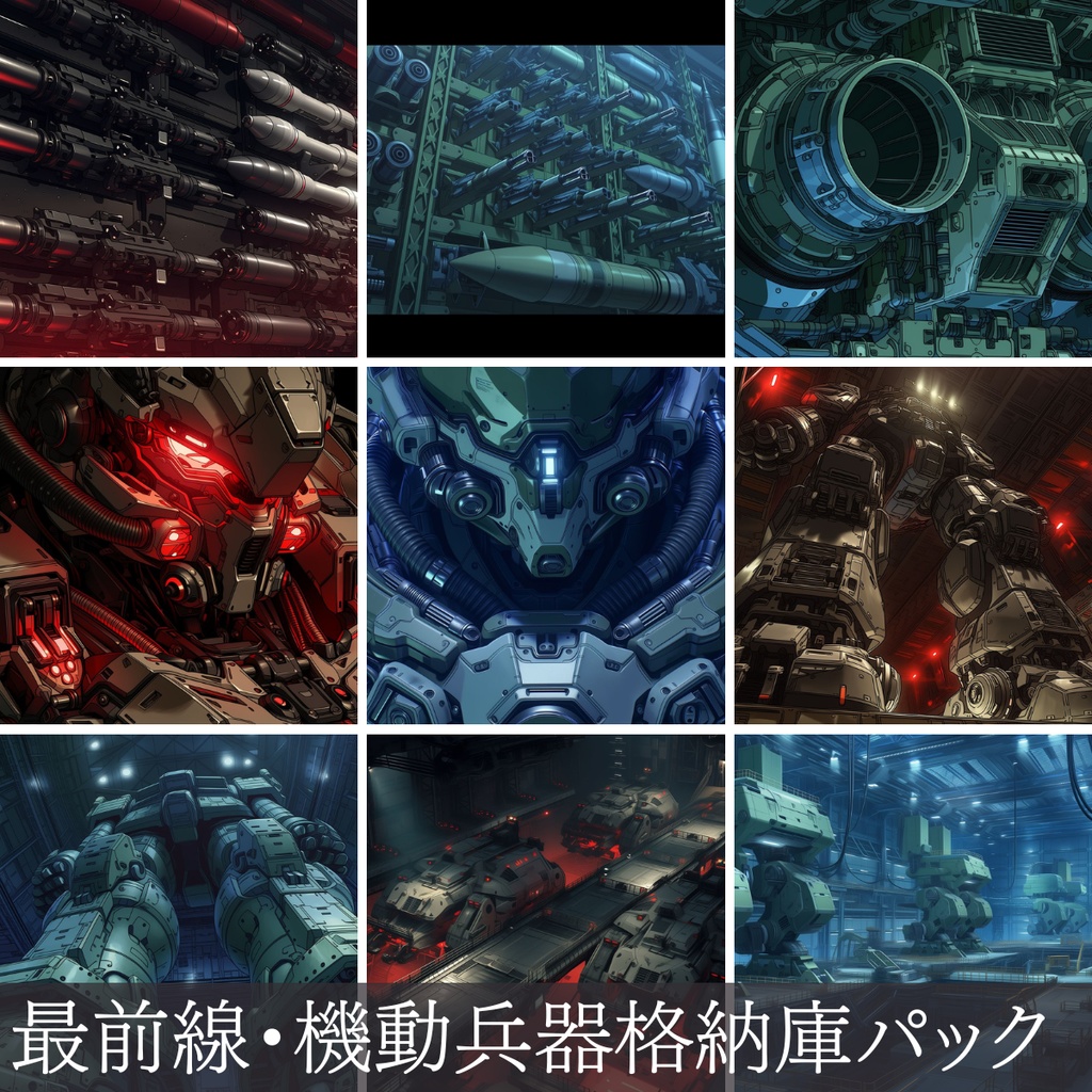 【第1弾：最前線・機動兵器格納庫】近未来・戦術指令基地TRPG背景パック（画像30枚＋共通BGM6曲＋プロンプト付）