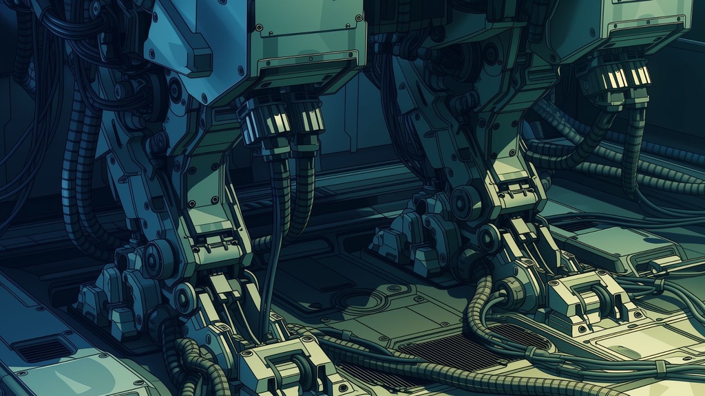 【第1弾:最前線・機動兵器格納庫】近未来・戦術指令基地TRPG背景パック(画像30枚+共通BGM6曲+プロンプト付)