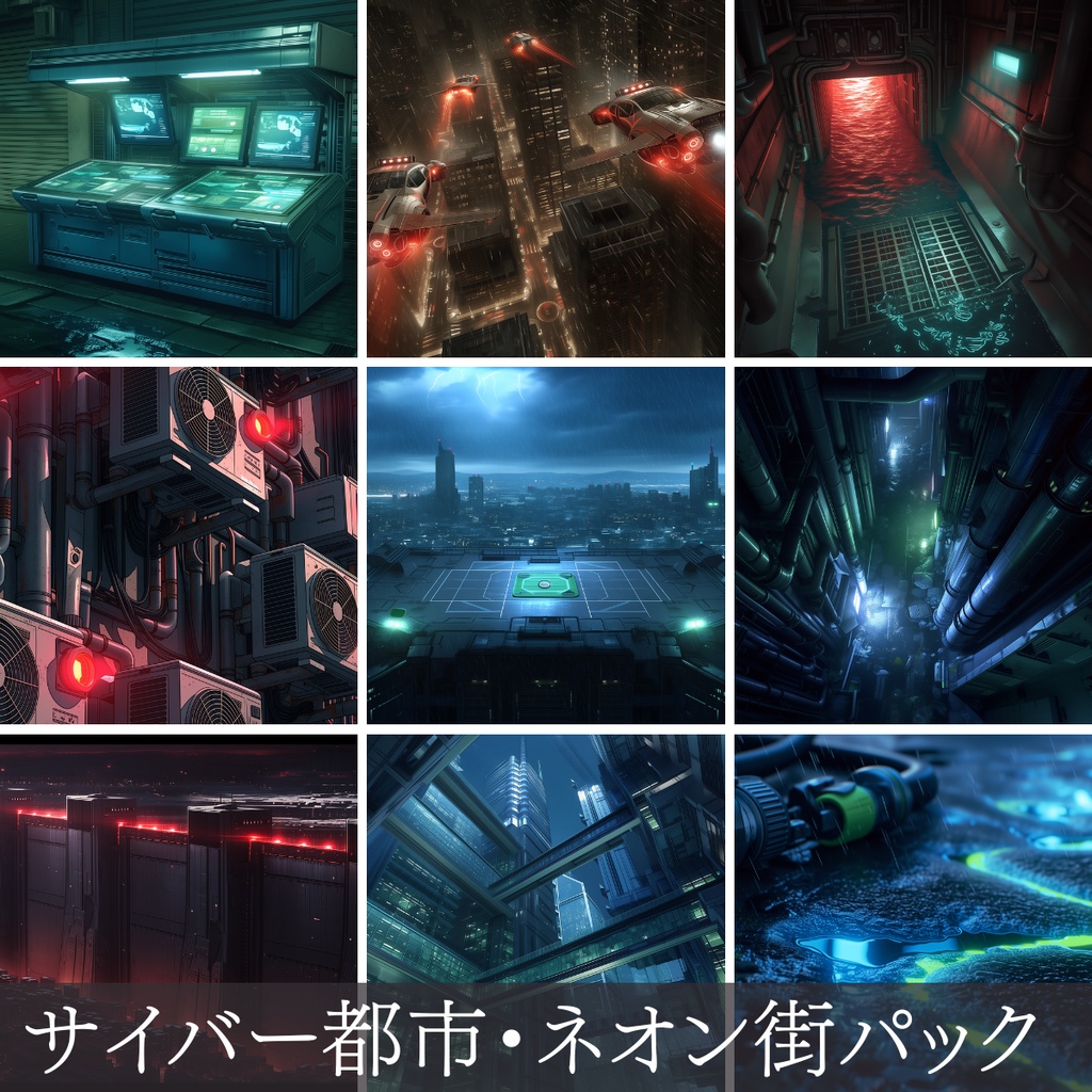 【無料お試し版】第3弾：サイバー都市・ネオン街の俯瞰