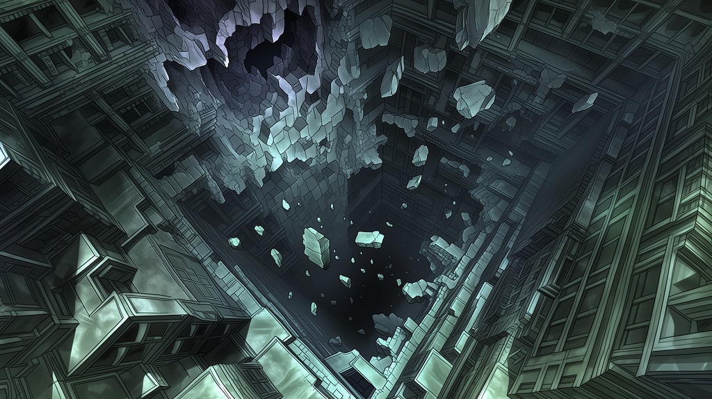 第1弾:無限落下・廃棄ブロックの巨大縦穴TRPG背景パック(画像20枚+専用環境音BGM6曲+プロンプト付)