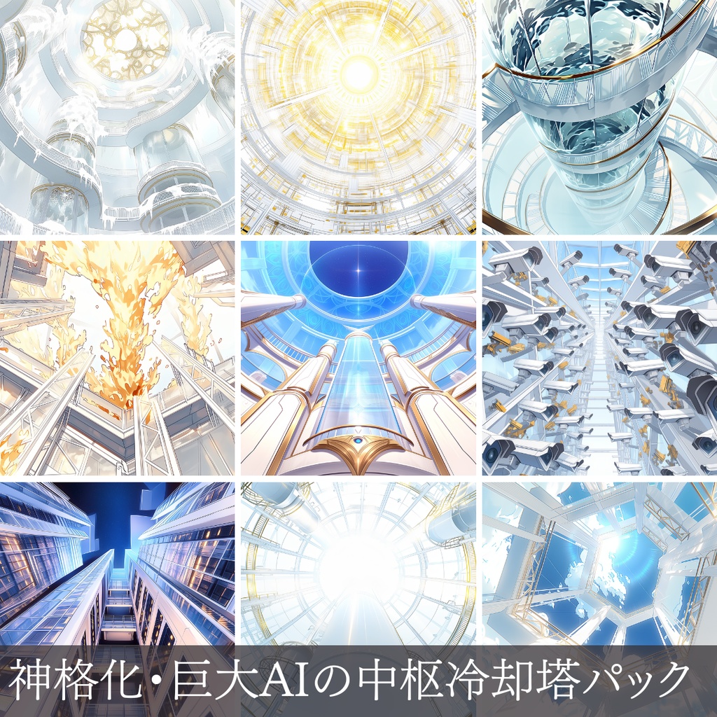 第4弾：神格化・巨大AIの中枢冷却塔TRPG背景パック（画像20枚＋専用環境音BGM6曲＋プロンプト付）