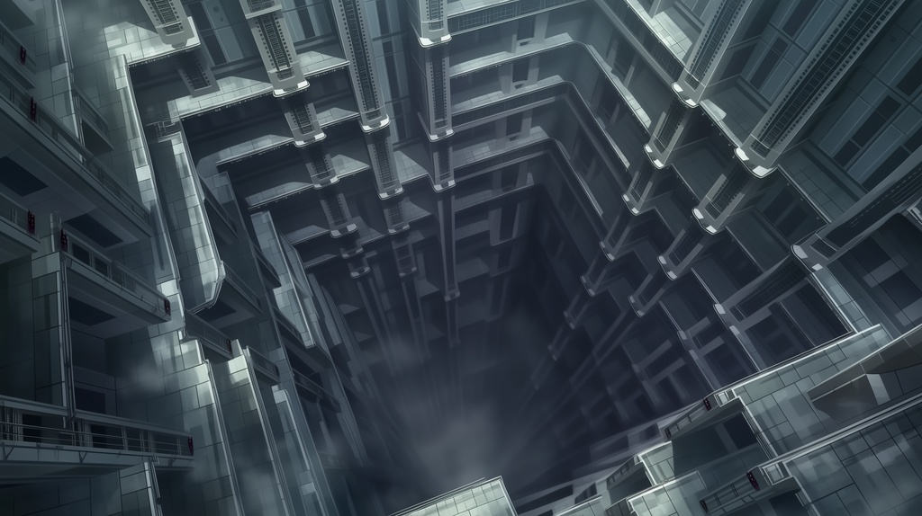 第5弾:寄生建築・垂直壁面都市の断崖TRPG背景パック(画像20枚+専用環境音BGM6曲+プロンプト付)