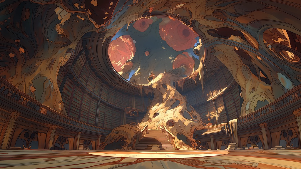 第3弾:巨大樹の寄生・貫かれた大図書館TRPG背景パック(画像20枚+共通BGM6曲+プロンプト付)