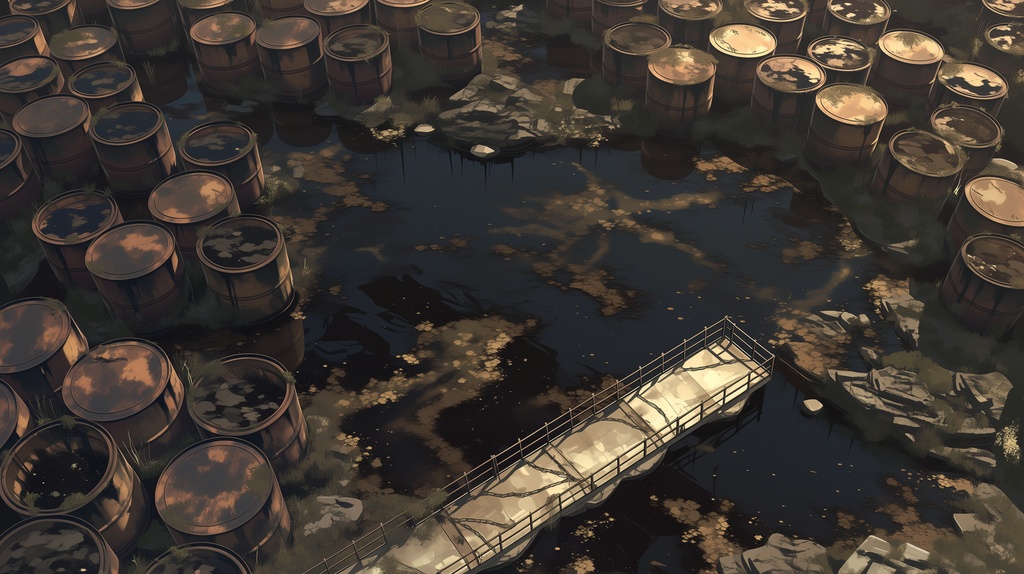 第4弾:汚染沼・黒く染まった工業地帯跡TRPG背景パック(画像20枚+共通BGM6曲+プロンプト付)