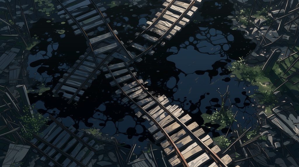 第4弾:汚染沼・黒く染まった工業地帯跡TRPG背景パック(画像20枚+共通BGM6曲+プロンプト付)