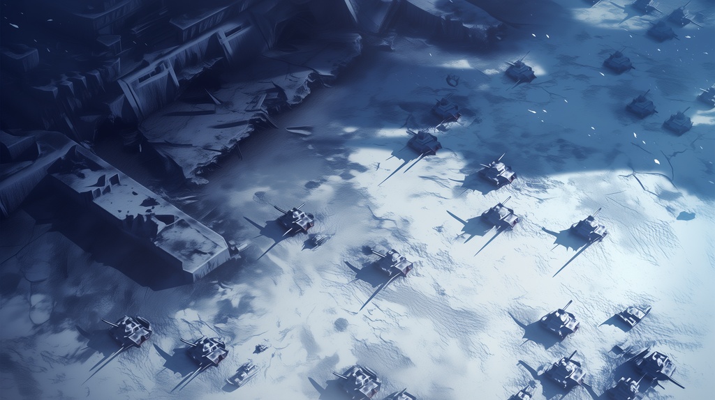 第3弾:雪原のジャンクヤード・埋もれる巨大多脚要塞TRPG背景パック(画像20枚+共通BGM6曲+プロンプト付)