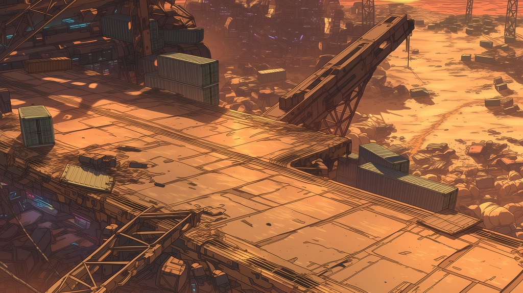 第1弾:砂塵のハイウェイ・埋没する車両群TRPG背景パック(画像20枚+共通BGM6曲+プロンプト付)