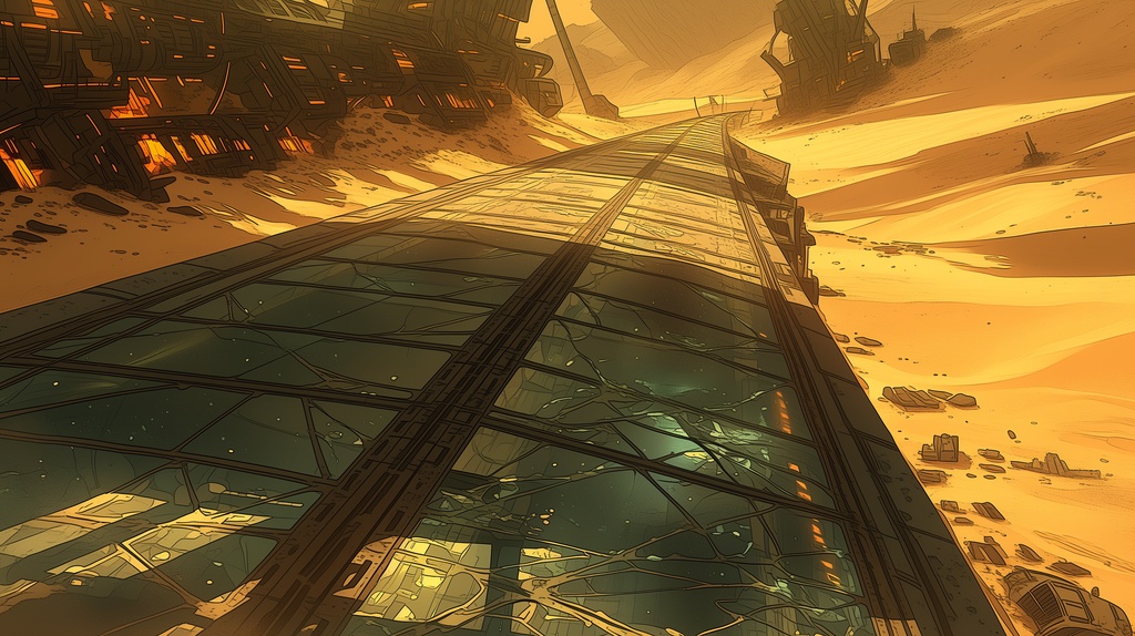 第1弾:砂塵のハイウェイ・埋没する車両群TRPG背景パック(画像20枚+共通BGM6曲+プロンプト付)