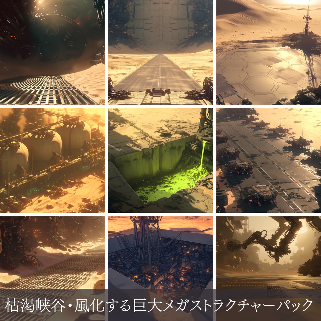 第2弾:枯渇峡谷・風化する巨大メガストラクチャーTRPG背景パック(画像20枚+共通BGM6曲+プロンプト付)