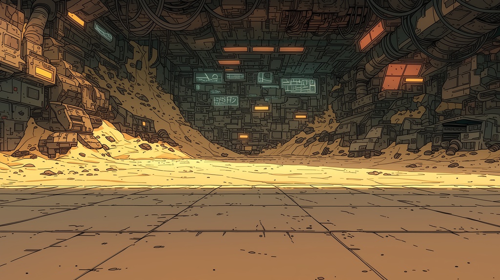 第4弾:流砂の罠・飲み込まれる巨大工廠TRPG背景パック(画像20枚+共通BGM6曲+プロンプト付)